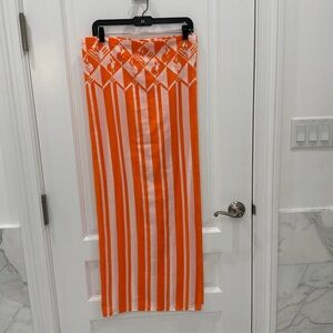 Long Orange Striped Pareo - no ruffle
